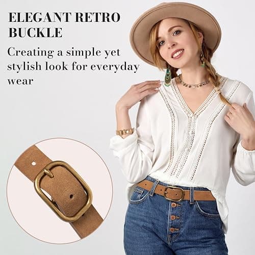 JIEDE Womens Belts Leopard Print Belt for Women Genuine Suede Leather Waist Belts for Jeans thumbnail 4