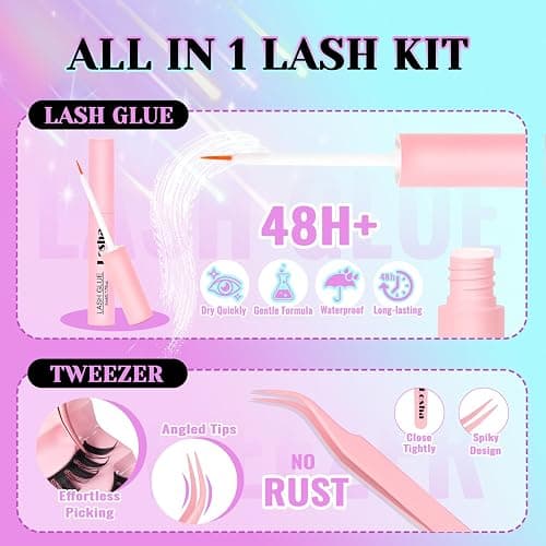 Losha Lashes Spiky Manga Lashes 14 Pairs Anime False Eyelashes 8D Wispy Eye Lashes Kit with Lash Glue and Lash Tweezers Natural Soft Fake Eyelashes (Cutes) thumbnail 6
