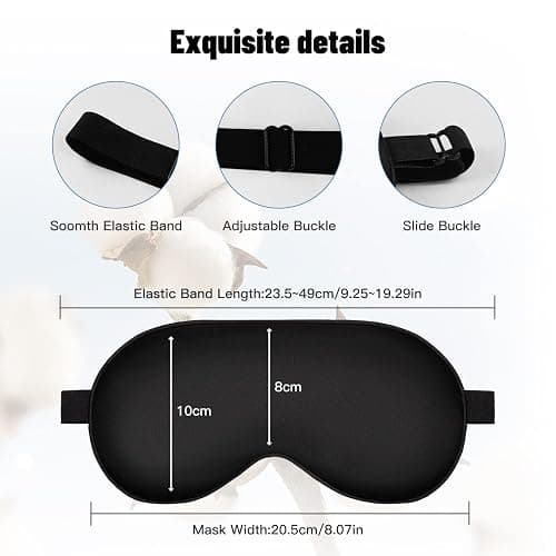 Sleep Mask, Silk Eye Mask for Sleeping with Adjustable Strap, Satin Blackout Sleeping Eye Mask for Men&Women, Comfortable Blindfold Eyeshade for Night Sleep(Black) thumbnail 4
