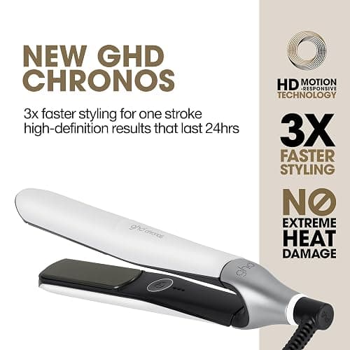 ghd Chronos Styler ― 1" Hair Straightener, 3X Faster HD Motion-Responsive Styler for One Stroke High-Definition Results That Last 24hrs, 85% More Shine, 2X Less Frizz, No Heat Damage ― White | HD Motion-Responsive Technology, 3x faster styling, One-stroke results last 24hrs, More shine, Frizz-free, Heat damage-free thumbnail 2