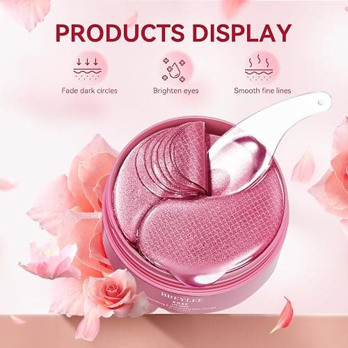 BREYLEE Rose Eye Mask– 60 Pcs, Under Eye Patches, Patches For Puffy Eyes,Hydrates, Improves And Firms The Eye Area, Suitable For Both Women And Men. thumbnail 7
