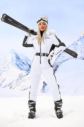 Yousify Womens Snow Suits Winter Ski Suit Onesie Outdoor Sports Waterproof Snowsuit Removable Faux Fur Collar Coat Jumpsuit thumbnail 4