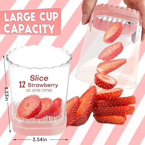 Creative Strawberry & Fruit Slicer - Detachable Cutter with Push Plate (Pink) thumbnail 2