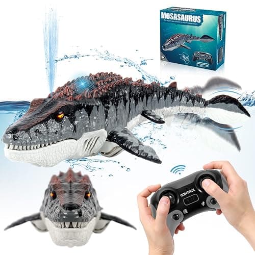 fromeasy Mosasaurus Dinosaur Toys, Upgrade Remote Control Water Toy, Pool Toys for Kids Ages 4-8, RC Dino with Light and Spray Water for Swimming Bath Lake Ocean Christmas Birthday Gift - Image 1