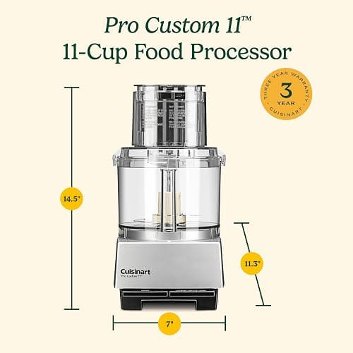 Cuisinart Food Processor, Dishwasher Safe 11-Cup Food Processor with Slicing & Shredding Discs, Cuisinart Pro Custom 11 Stainless Steel Electric Chopper & Kitchen Food Processor, Chrome, DLC-8SBCYP1 thumbnail 3