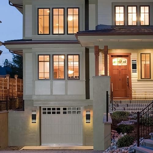 TEBLAMPUE Dusk to Dawn Outdoor Lighting 4 Pack, Porch Lights Outdoor Wall Lamps for Patio Waterproof 3000K Warm White Exterior Light Fixture Sconce Lights for House Hallway Garden Corridor - Black - 2 Layer-4 Pack thumbnail 7
