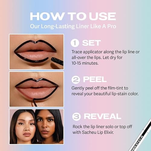 Sacheu Lip Liner Stay-N - Peel Off Lip Stain. Long Lasting Matte Lip Tattoo, Transfer Proof Lipstain Infused with Hyaluronic Acid & Vitamin E, for All Skin Types. Vegan and Cruelty-Free, COREal - 0.12 Fl Oz (Pack of 1) - COREal thumbnail 5