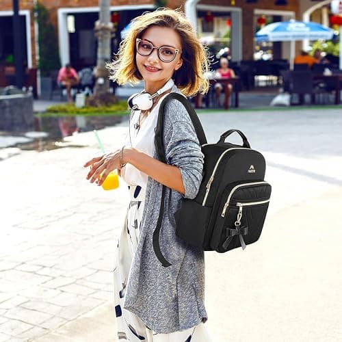 MATEIN Mini Backpack for Women, Waterproof Stylish Daypack Purse Shoulder Bag with USB Charging Port, Lightweight Small Casual Daily Travel Backpack, Lady Girls Gifts for Work School, 2pcs Sets, Black thumbnail 2