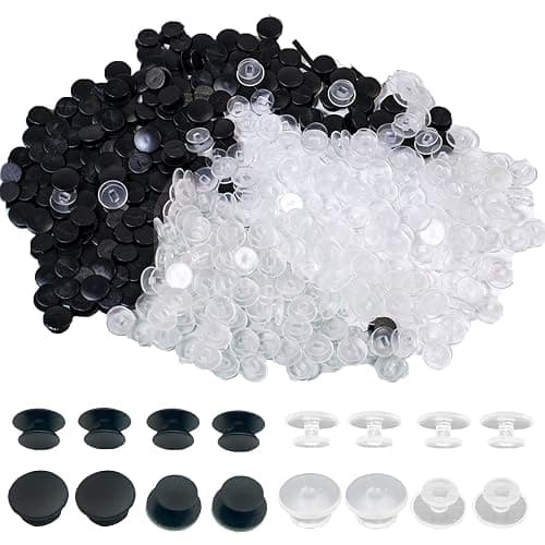 PUSNMI Buckle Plastic Button, Shoe Charm Backs Buttons Mixed Colors Black and Clear Round Buttons Accessories for Flat Shoe Charms, Wristband Charms Back, Factory DIY Ornaments 200pcs - Image 1