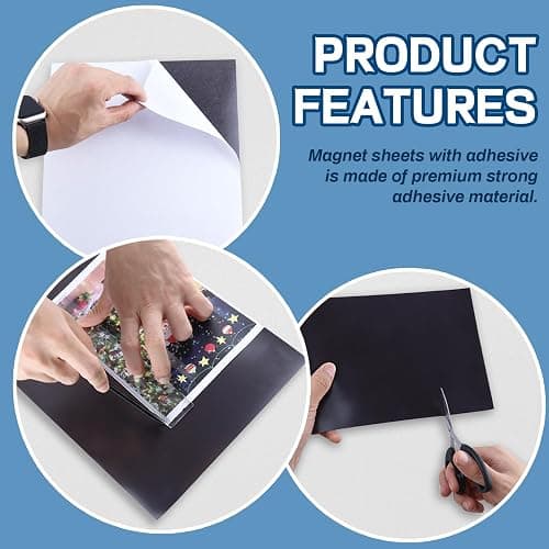 TZSTARJIMAG Magnetic Sheets with Adhesive Backing,8.5" x 11"(Pack of 16) | ,30 mil Thick Cuttable Flexible Magnet Sheets for DIY Crafts,Photos and Stickers,Magnetic Paper with Strong Self Adhesive thumbnail 5