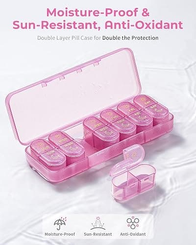 Pillex Pill Organizer, Am & Pm Pill Organizer 7 Days, Weekly Pill Case 2 Times a Day, Pill Box 7 Day, Medicine Organizer for Travel, Vitamins, Fish Oils, Supplements thumbnail 6