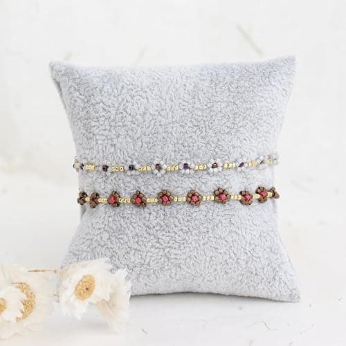 Agriajun Gold Daisy Flower Beaded Stretch Bracelets for Women, Cute Handmade Floral seed Beads Stackable Bracelet Beach Spring Boho Jewelry Gift thumbnail 3