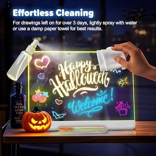 16-Inch Rechargeable Doodle Glow LED Note Board, 7-Color Light Modes, Neon Art Dry Erase Light Up Drawing Pad with Built-in Stand, Sketching Gift Toy for Kids/Girls/Teens, 5 Markers & Tracing Book thumbnail 7