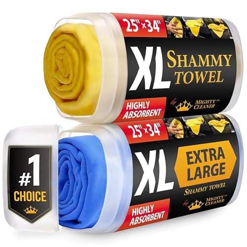 Premium XL Shammy Towel for Car - 2pk (34”x25”) - Super Absorbent Chamois Cloth - Spots & Scratch-Free - Reusable Car Drying Towels - Image 1