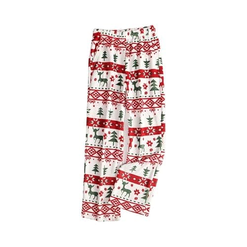 Christmas Pajama Pants for Women Fleece Elastic Waist Wide Leg Lounge Pants | Soft,Cotton Blend,Christmas Print,Sleep Pants,Warm,Winter,Relaxed Fit,Christmas,Lounge Pajama Outfits with Pockets - Image 1