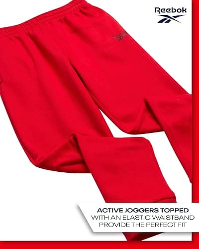 Reebok Boys Sweatpants - 2 Pack Performance Fleece Boys Joggers Athletic Pants with Elastic Waistband for Toddlers and Kids thumbnail 5