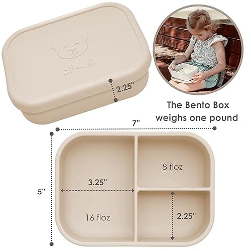Ali+Oli Silicone Bento Box (Coconut) Lunch Box for Kids, Toddlers, Preschoolers & Adults | BPA-Free and Spill-Proof | Ideal for School, and On-the-Go Meals| Perfect for Lunch, Snacks, and Meals thumbnail 4