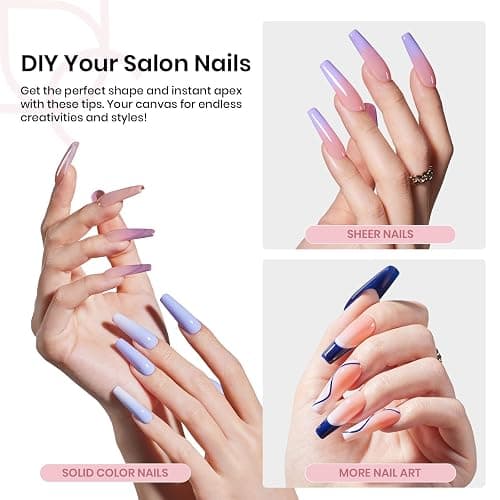 Beetles Tipex Nail Tips Long Square-C Curved Half Matte Nail Tips 210 Pcs Pre Building Fake Nails with Uv Nail Glue, LED Nail Lamp - Thick Acrylic Nail Set for Flat Nails - D-Tipex Long Square Half Matte Nail Tips Kit thumbnail 6