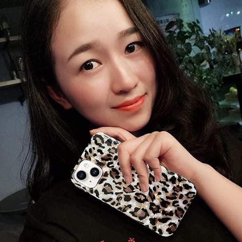 J.west Case Compatible with iPhone 14 Case,Luxury Sparkle Translucent Clear Vintage Leopard Print Soft Silicone Cover for Girls Women Protective Phone Case for iPhone 14 6.1 inch Cheetah thumbnail 5