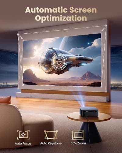 【Bundled with Google TV Stick/4K Supported】Smart Projector with WiFi & Bluetooth, Outdoor & Home TV Movie Projectors with Voice Control, Auto Focus & Keystone, Compatible with Netflix Proyector WiMiUS thumbnail 5