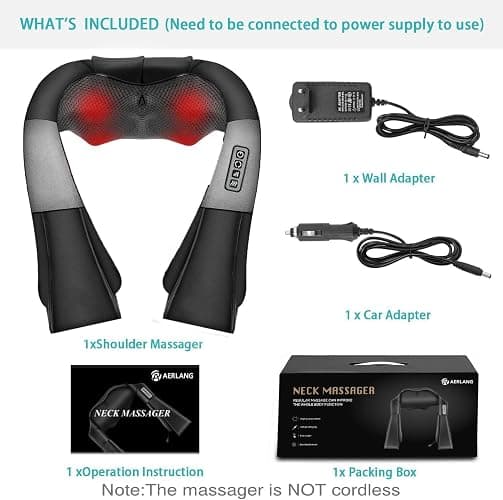 AERLANG Shiatsu Back and Neck Massager, Back Massager Deep Tissue Kneading Neck and Shoulder Massage with Heat, Electric Massage Pillow Fathers Day Gift Ideas from Daughter Son(NOT Cordless) thumbnail 6