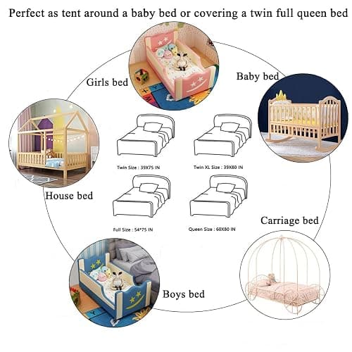 Nattey Bed Canopy with Lights for Girls,Gold Star Princess Crib Canopy Curtains,Extra Large Dome Mosquito Net Reading Nook Canopy for Kids Boys Twin Full Queen Size Bed,Fire Retardant Fabric thumbnail 7