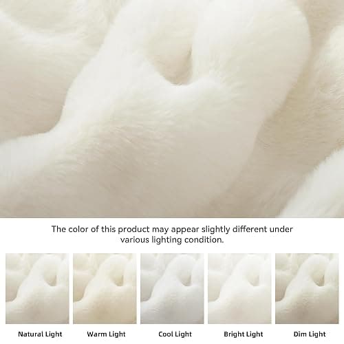 YIKUSH White Comforter Set Full – Ultra Soft & Warm Faux Fur Comforter for Winter, Elegant Fluffy Cream Comforter with Pillowcases, Cozy White Full Bedding Set thumbnail 6