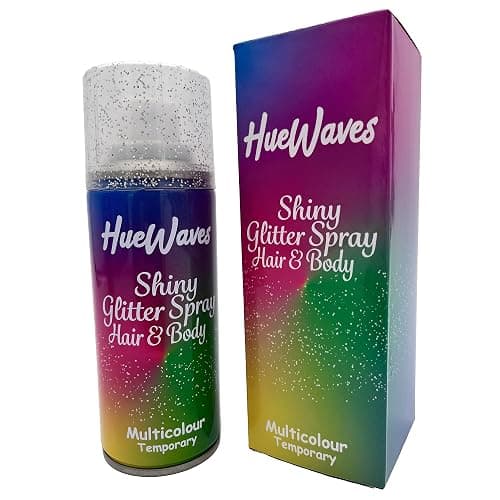 Hue Waves Multicolour Hair & Body Glitter Spray 120ml – Instant Sparkle for Festivals & Parties, Easy Wash-Out, Cruelty-Free, Gift-Ready Rainbow Box - Image 1