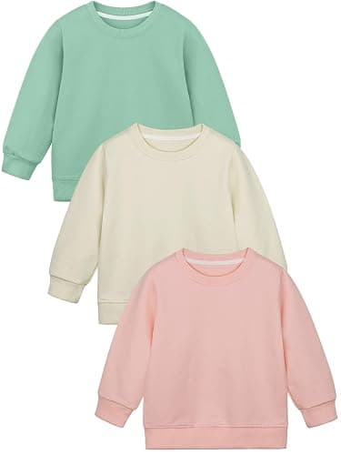 Cooraby 3 Pack Baby and Toddler Girls' Sweatshirt Girl No Cap Crew-Neck Sweatshirt Long Sleeve Pullover Shirt - Image 1