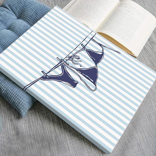 Summer Beach Wall Art Navy Blue Bikini Posters Coastal Cowgirl Room Decor Trendy Sea Themed Canvas Prints Preppy Beachy Pictures for Teen Girls College Dorm Apartment Bedroom Bathrom 16x24in Framed thumbnail 2