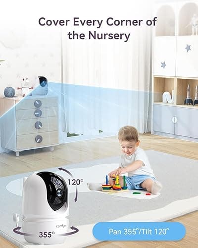 Comfyer 7" HD Split-Screen Baby Monitor with 2 Cameras, Video Baby Monitor with Camera and Audio, Flexible Bracket, Non-WiFi, VOX Mode, 2 Way Audio, Remote PTZ, Auto Night Vision - 7''720P Display with 2 1080P Camera thumbnail 6