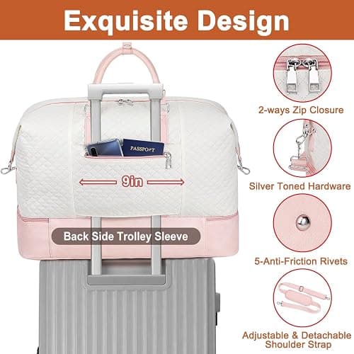Travel Weekender Bag for Women, 21" Overnight Bag with Shoe Compartment 50L Large Travel Duffel Bag Carry On Tote for Weekend, Overnight, Business Trips, Water Resistant thumbnail 3