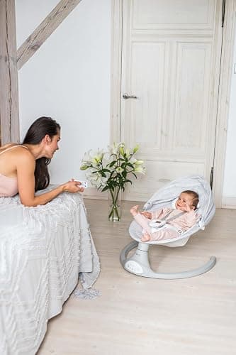 MoMi KENANI Transat balancelle jusqu’à 9 kg, pliable, télécommande et Bluetooth pour smartphone, alimentation piles et secteur, harnais de sécurité 5 points, pare-soleil, moustiquaire thumbnail 23