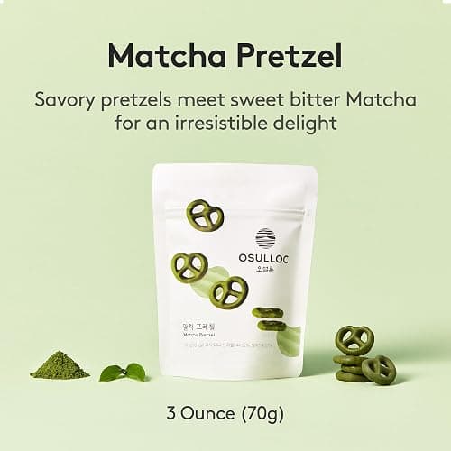 OSULLOC Matcha Pretzel (2.46 oz, 70g), Korean Matcha Flavored Snacks | Asian Snacks, Premium Tea Snacks from Jeju island thumbnail 2