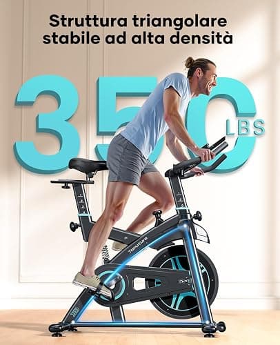 2025 Toputure Cyclette da Casa con App, Cyclette per Casa con Resistenza Magnetica 0-100%, Volano da 15kg, Sistema di Ammortizzazione, Schermo LCD, Supporto fino a 160kg thumbnail 3