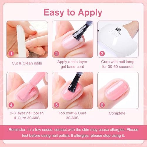 Shining She UV Nagellack, 6 Farben Gellack UV Pastell Rosa Weiß Nude Rosa Dunkelrosa Nude Gel Polish Soak-Off UV Gel Nagellack für Anfänger Nail Salon DIY,8ML thumbnail 6