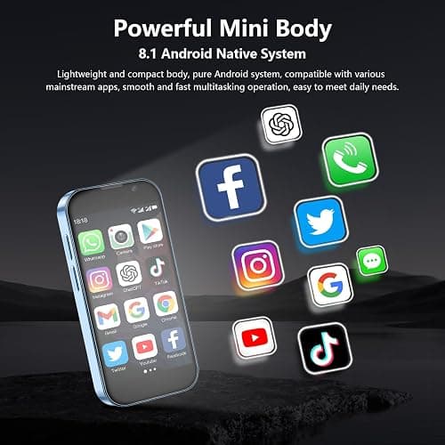 soyes Mini Phone World's Smallest 3.0" HD Touch Screen MiniSmartphone Unlocked Android Compact Mobile Phone for Kids &Students Cell Phone wih Quad-Core Dual SLM Face lD2GB+16GB Blue thumbnail 9