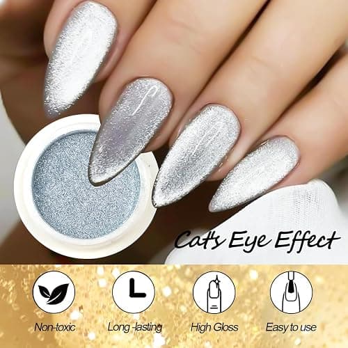 6 Colors Chrome Nail Powder,Gold Silver Super Metallic Effect Chrome Powder for Nails,Holographic Mirror Glitter White Pearl Pigment Dust Kit for Gel Polish Nail Art Decoration Manicure Nail Supplies thumbnail 7