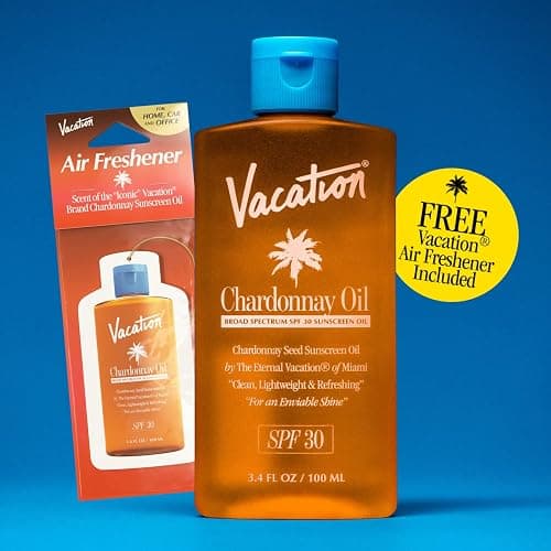 Vacation Chardonnay Oil SPF 30 Sunscreen Oil and Air Freshener Bundle | 3.4 Fluid Ounces. Hydrating, Lightweight, Reef Safe, Transparent on All Skin Tones, Tanning Glow, Vegan thumbnail 6