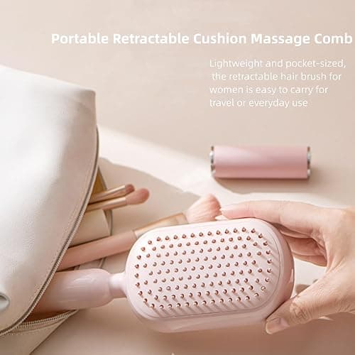 Self Cleaning Hair Brush, 2026 Upgrade Retractable Cushion Massage Comb, Anti Static Self Cleaning Hair Brush, Hairs Styling Tools for All Hairs Types, One-pull thumbnail 6