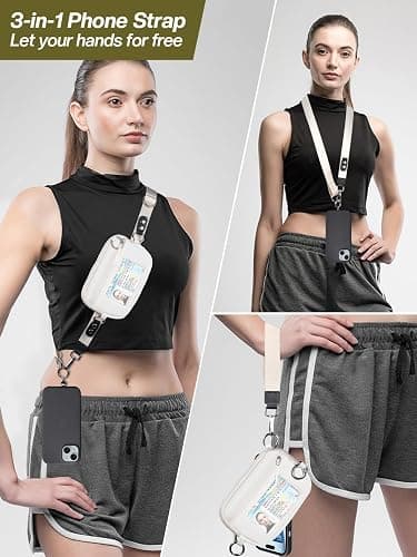 Tiostep Clip and Go Strap for Phone with Wallet Crossbody Phone Lanyard Adjustable and Detachable RFID Wristlet Wallet (Cream, Medium) thumbnail 2