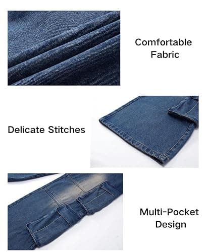 Lafaguw Women's Cargo Pants Low Waist Baggy Jeans Pocket Wide Leg Casual Trendy Streetwear Grunge Emo Clothes thumbnail 3
