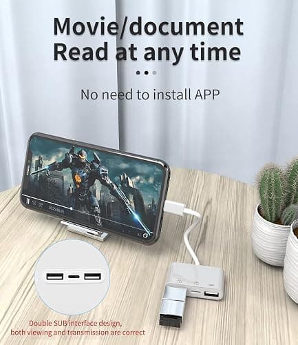 Lightning to USB Adapter OTG Cable Connector for iPhone Apple Splitter 13 12 11 mini Pro Max X Xs Ipad Male Converter and Charger Charge Female Port Camera Keyboard Mouse Adaptador para HUB Charging thumbnail 3