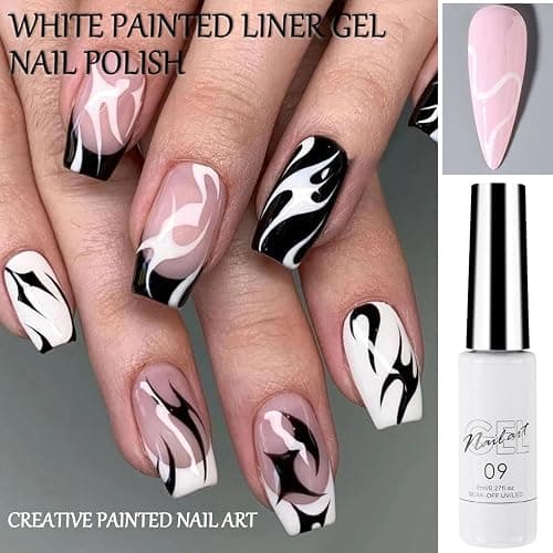 White Gel Nail Polish Liner - UV Shellac Colour For Fineliner, French Nail Art Design, Women's DIY Home Salon, Gel Colours For Nails thumbnail 5