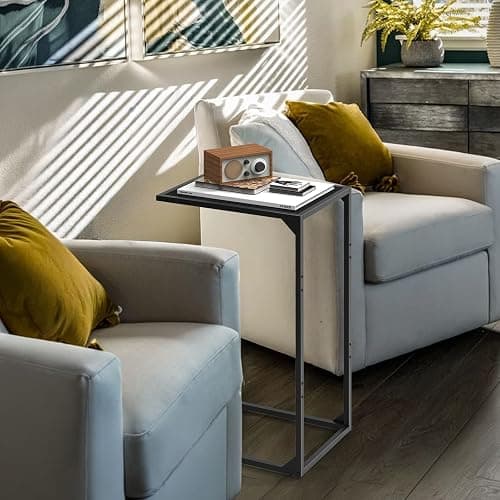 Sunexinlo C-Shaped Side Tables for Small Spaces – Convenient and Versatile Snack Tables for Living Room, Bedroom, or Office Use, for Sofa or Bedside (Black) thumbnail 2