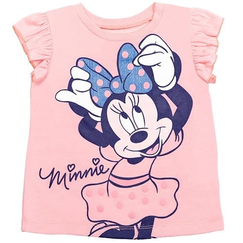 Disney Minnie Mouse Rainbow Floral T-Shirt and Chambray Shorts Outfit Set Infant to Big Kid Sizes (12 Months - 14-16) thumbnail 3