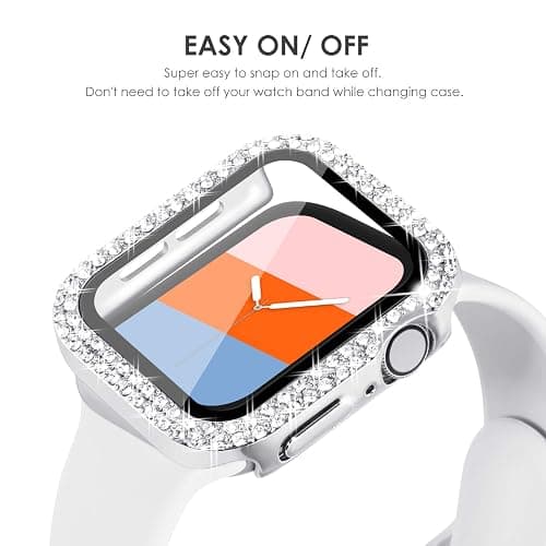 KADES Bling Case for Apple Watch 40mm with Built-in Screen Protector, Sparkling Rhinestone Protective Cover Compatible with Apple Watch Series SE3 SE2 6 5 4 SE (40mm, Silver) thumbnail 4