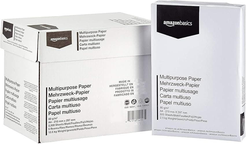 Amazon Basics Papier multi-usage A4 80g, carton de 5 ramettes de 500 feuilles - Image 1