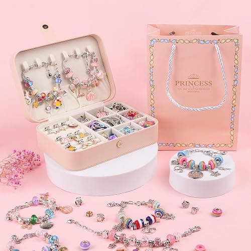 UFU Charm Bracelet Making Kit -120Pcs DIY Jewelry Making Kit, Mermaid Gifts for Girls Toys Crafts for Teen Girls Ages 5 6 7 8-12, with Portable Bracelet Organizer Box thumbnail 6