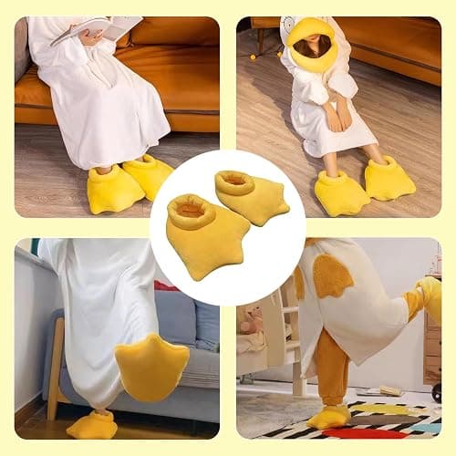 JQUAL Women Duck Slippers Winter Animal Feet Slippers Yellow Cartoon Slippers Fluffy Claw Paw Shoes Party Household Supplies Valentine's Day Gift for Women thumbnail 3